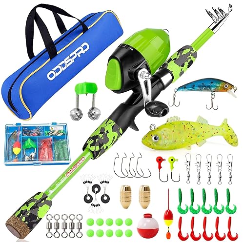 ODDSPRO Fishing Poles for Kids Ages 4-12 Kids Fishing Gear with Fishing  Tackle Box, Fishing Lures, Reel, Portable Fishing Bag, Great Gift for Boys  - Main Image