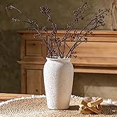 Rustic Farmhouse Flower Large Ceramic Vase, Vintage Pampas Grass Vase, White Modern Decorative Ceramic Flower Vase for Home Decor, Table, Living Room Decoration, Shelf Decor, Mantel, 9.8 Inch