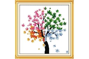 Bilrost Cross Stitch Needlepoint Kits for Adults Cross Stitch Kits for Beginners Stamped Cross Stitch Kits for Adults DIY 11CT Embroidery Patterns Stitches Kit-Four Seasons of Life 27.17x27.17 inch