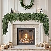 6ft Artificial Christmas Garland, Real Touch Norfolk Pine Garland - Pine Garland, Greenery Christmas Garland for Mantle, Table, Fireplace, Indoor, Outdoor Christmas Decorations