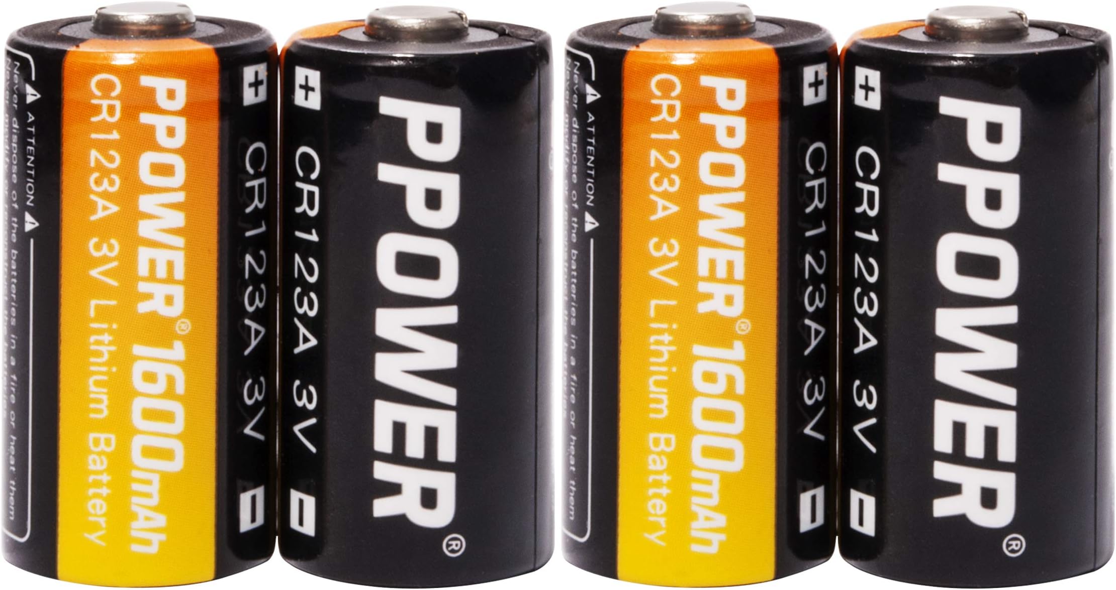 PPOWER CR123A Lithium 3V Photo Disposal Batteries with Battery Storage Box, 12-20 Pack 1600mAh CR123A Batteries for Arlo Cameras, Polaroid, Microphones, Flashlight, Non-Rechargeable (4pcs)
