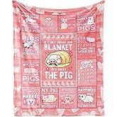 CaomeiWu Pig Throw Blanket, 40"x50" Flannel Cute Pigs Themed Pink Throw Blankets, Soft Nap Throw Blanket for Home Boys Girls Women Pig Lovers Gifts
