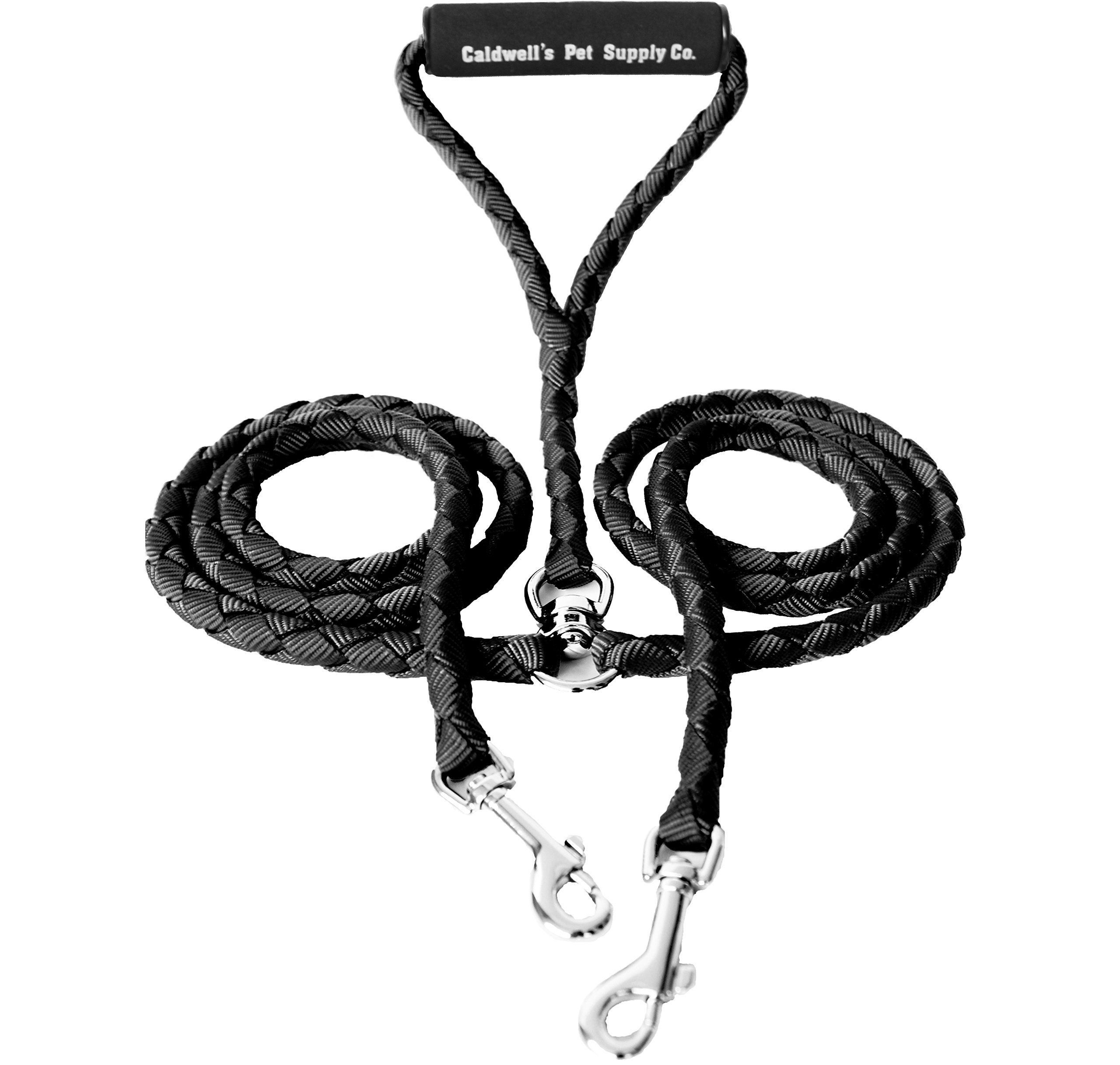 Photo 1 of Caldwell's Pet Supply Co. Dual Dog Leash, Double Dog Leash for Two Dogs, Tangle Free, Heavy Duty Double Ended Tandem Leashes with Padded Handle with Tangle-free Swivel, for Small, Medium or Large Dogs