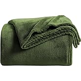 KMUSET Super Soft Throw Blanket Premium Silky Flannel Fleece Throw Size Green Microfiber Lightweight Blanket All Season Use