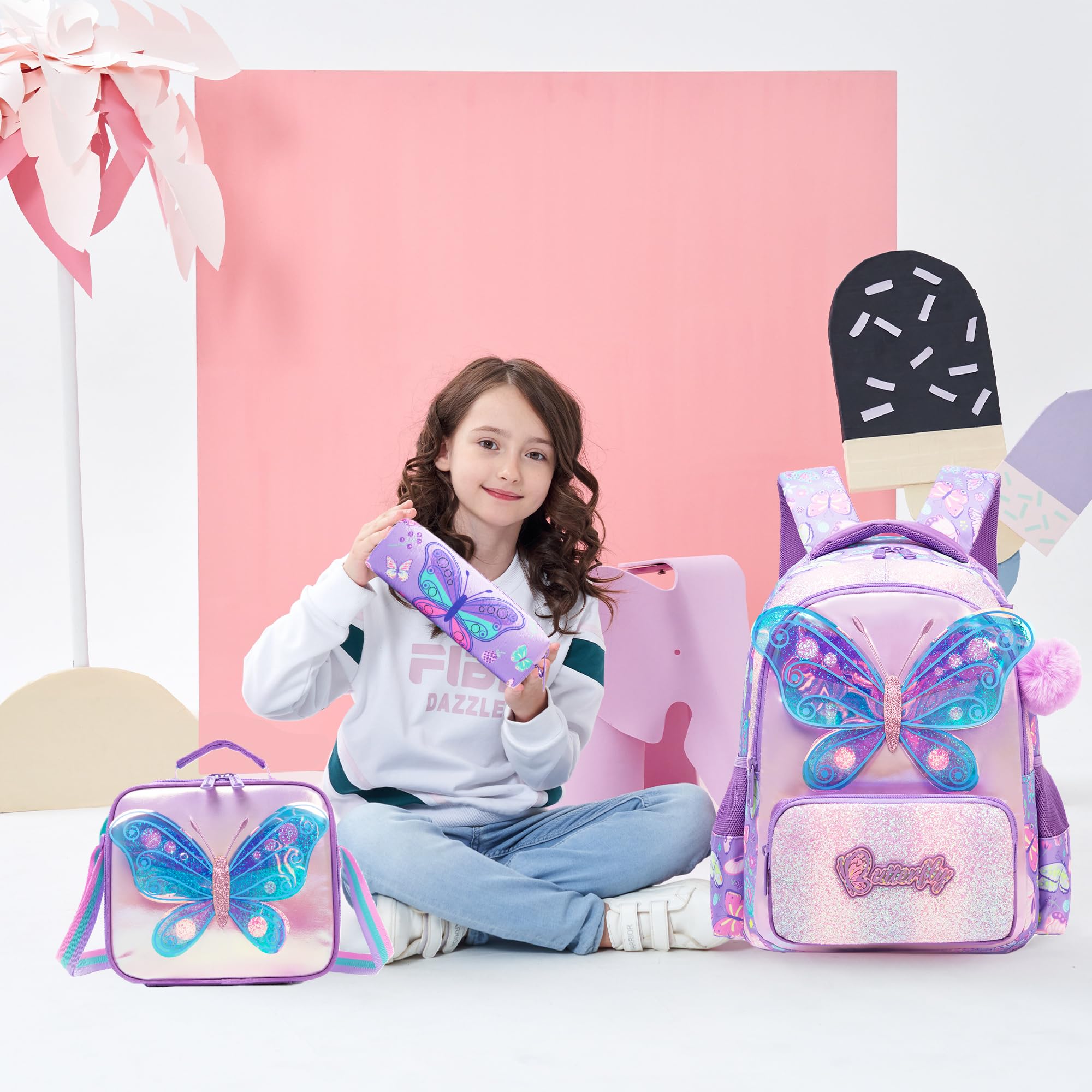 Meetbelify Kids School Backpacks for Girls Boys Backpack with Lunch Bag for Elmentary Students
