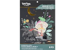 Brea Reese: Scratch Art Kit - Mythical Animals - 6 Designs, Metallic Guided Art, Dual-Tip Stylus & Brush, Easy-to-Frame 9x12 Pages, Adult Craft Kit