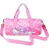 Hello Kitty Sports Duffel Bag - Pink, Cartoon Pattern - 14.9x7.8x7.8 inches - Adjustable Shoulder Strap - Zipper Closure - Carrying Handles - Perfect for Girls, Teens, or Women