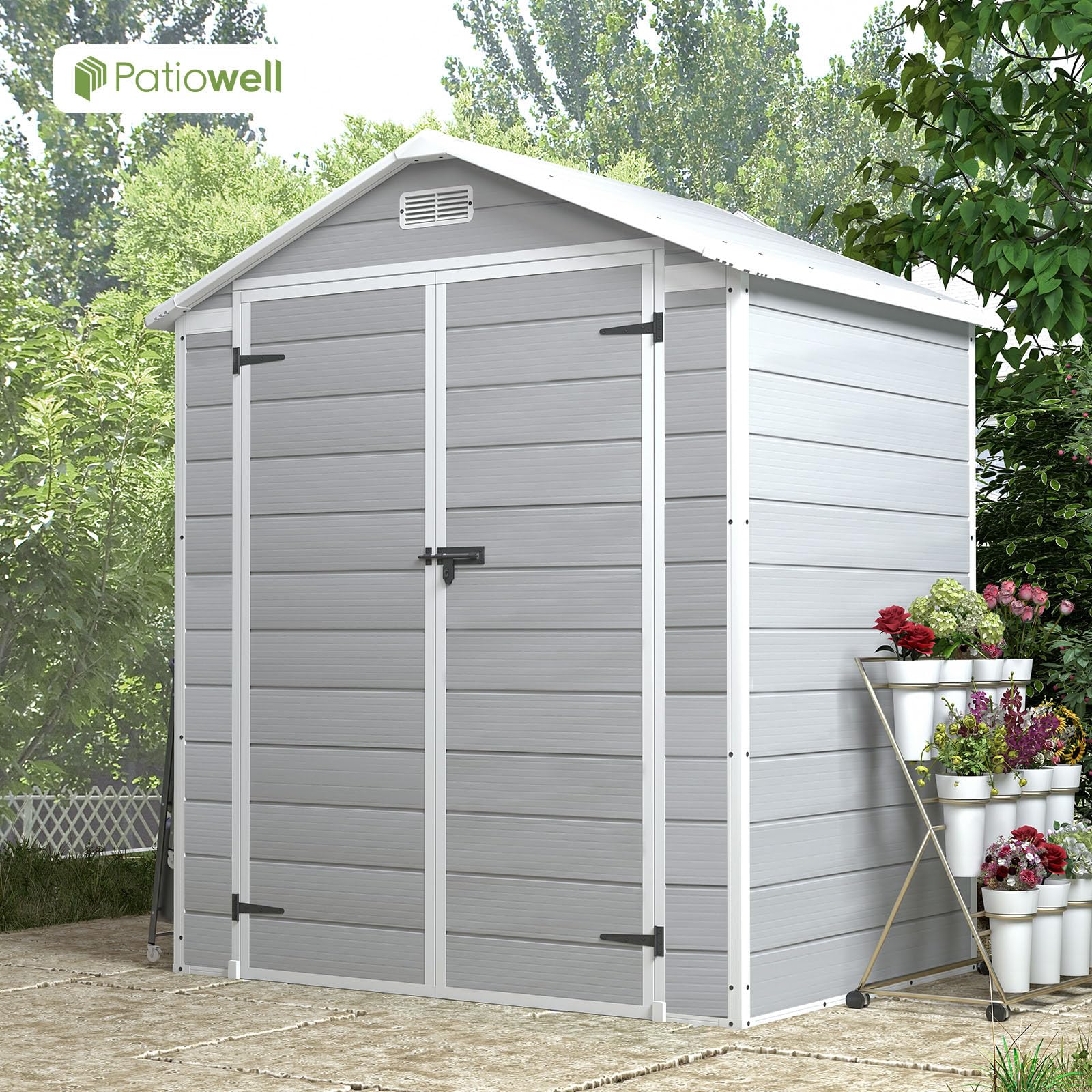 Patiowell 6x4 FT Plastic Outdoor Storage ShedPerfect To Store Patio