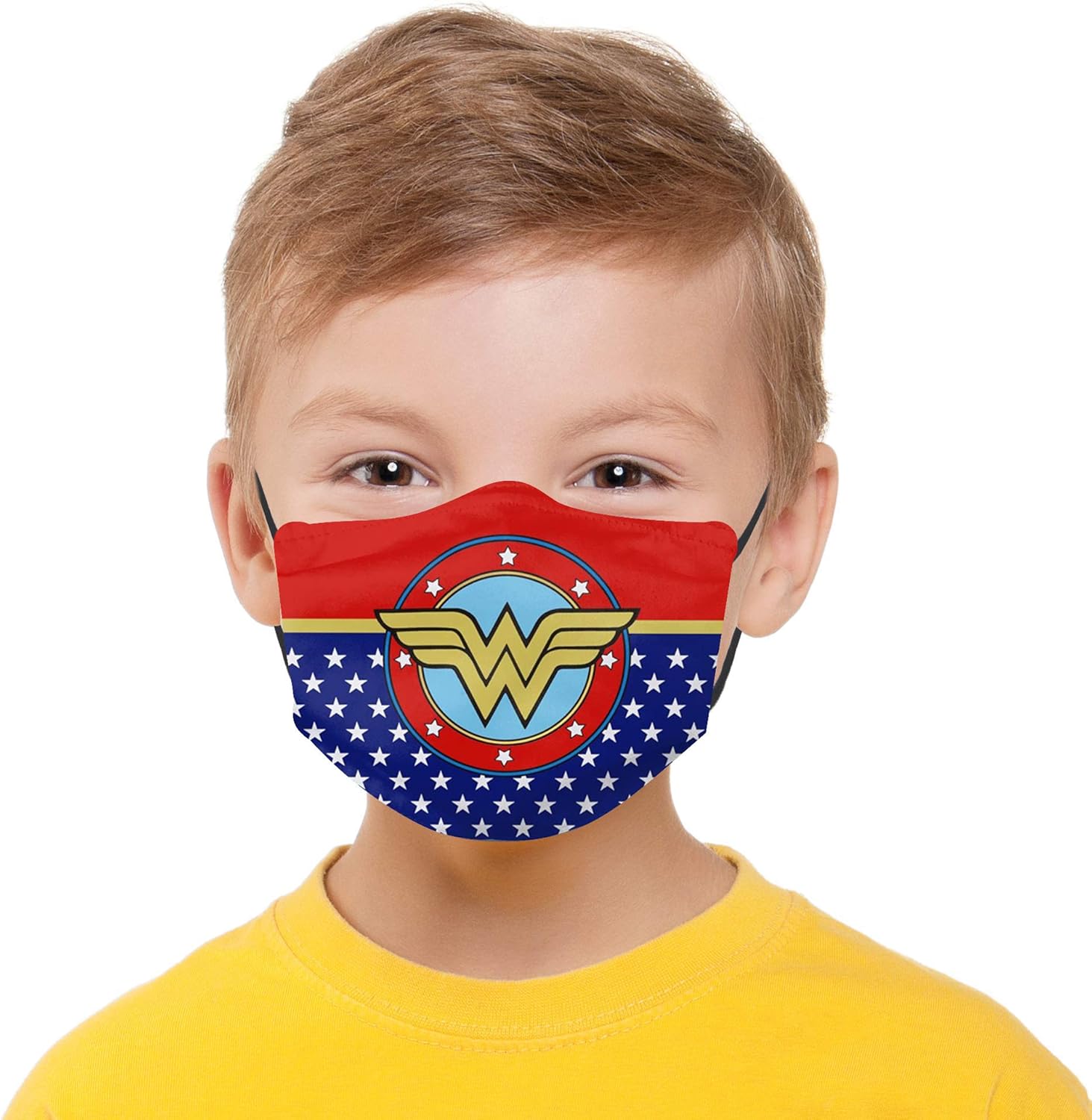 W-onder Woman Mask Boys Girls Protective 5-Layer Activated Carbon Filters M-Shaped Nose Clip: Clothing