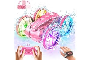 SHXYKZ Amphibious Remote Control Car Boat, Waterproof Pool Toys for Kids Ages 6 7 8 9 10 11 12, 2.4 GHz Gesture Sensing RC Vehicle, 4WD Stunt Car with LED Lights, Gifts for Boys and Girls