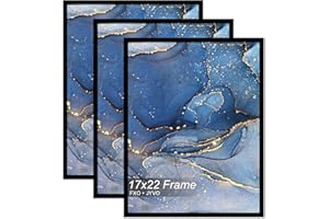 Fxojyvo 17x22 Picture Frame Set of 3, Black Frame for 17 x 22 Inch Picture Poster Photo, Light Weight and High Transparent 17 by 22 Frame for Wall - 3 Pack/Black/17 x22