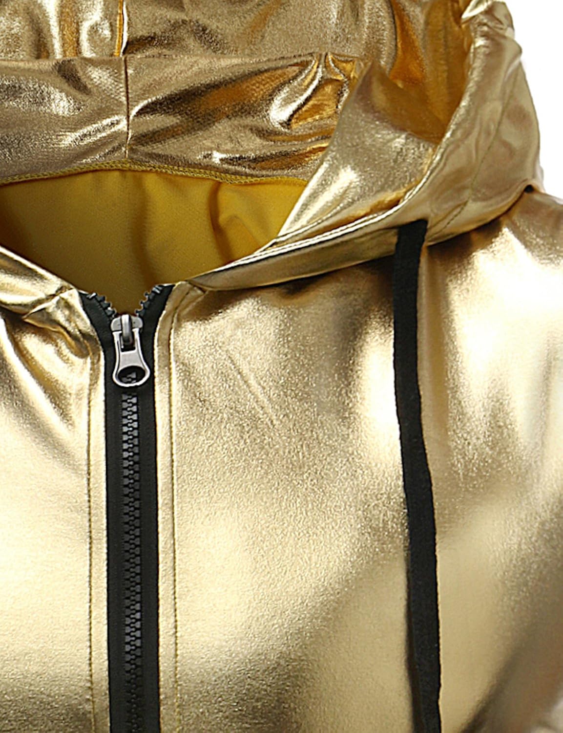 ZEROYAA Mens Hipster Metallic Zip Up Sleeveless Hooded Vest T Shirt with Kangaroo Pocket at  Men’s Clothing store