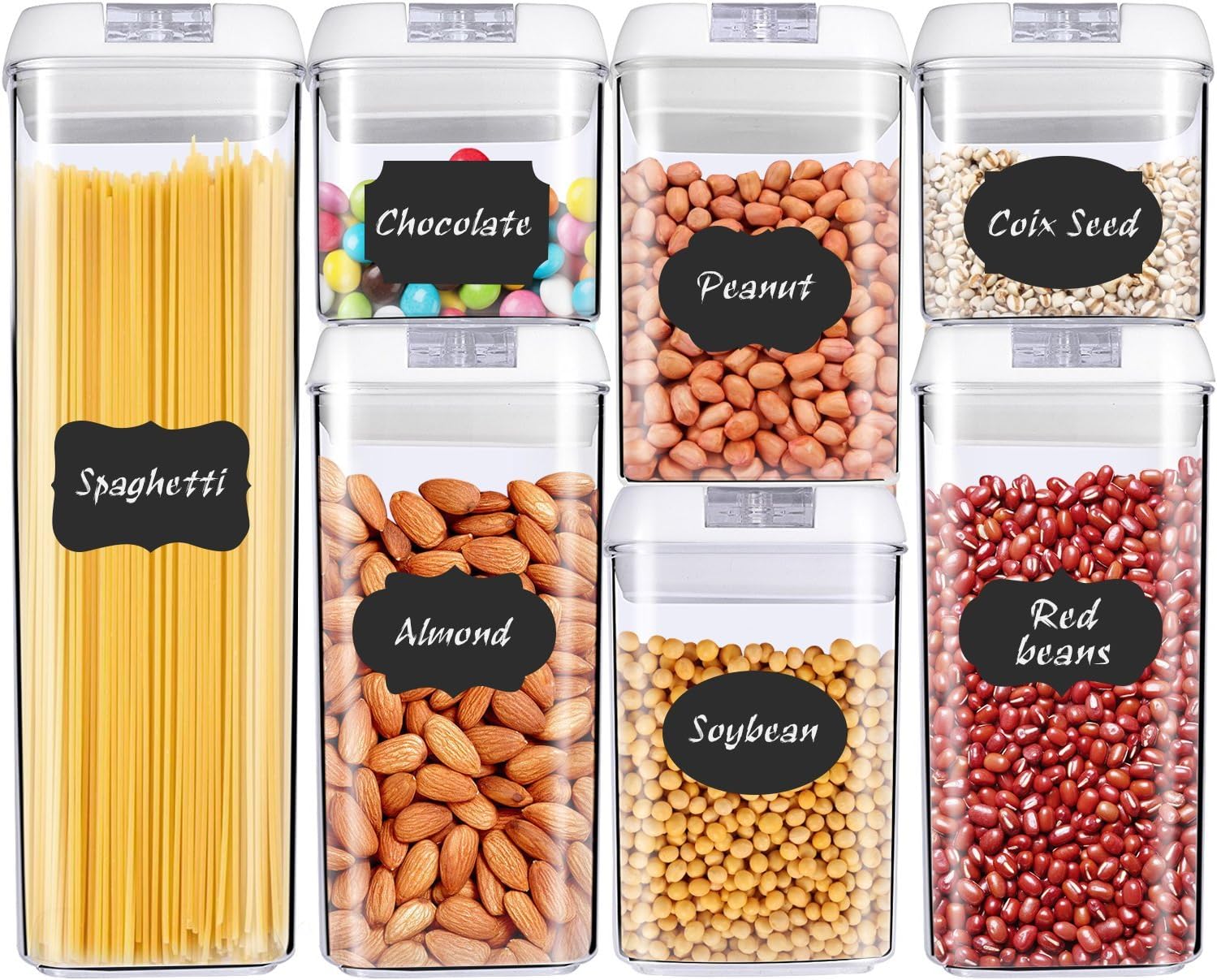 Food Storage Container with Lids,MCIRCO Airtight Plastic Container Spaghetti & Cereal Dispenser BPA Free,Set of 7