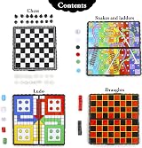 abeec 4 Mini Magnetic Travel Board Games Chess Snakes Ladders Ludo Draughts view 4