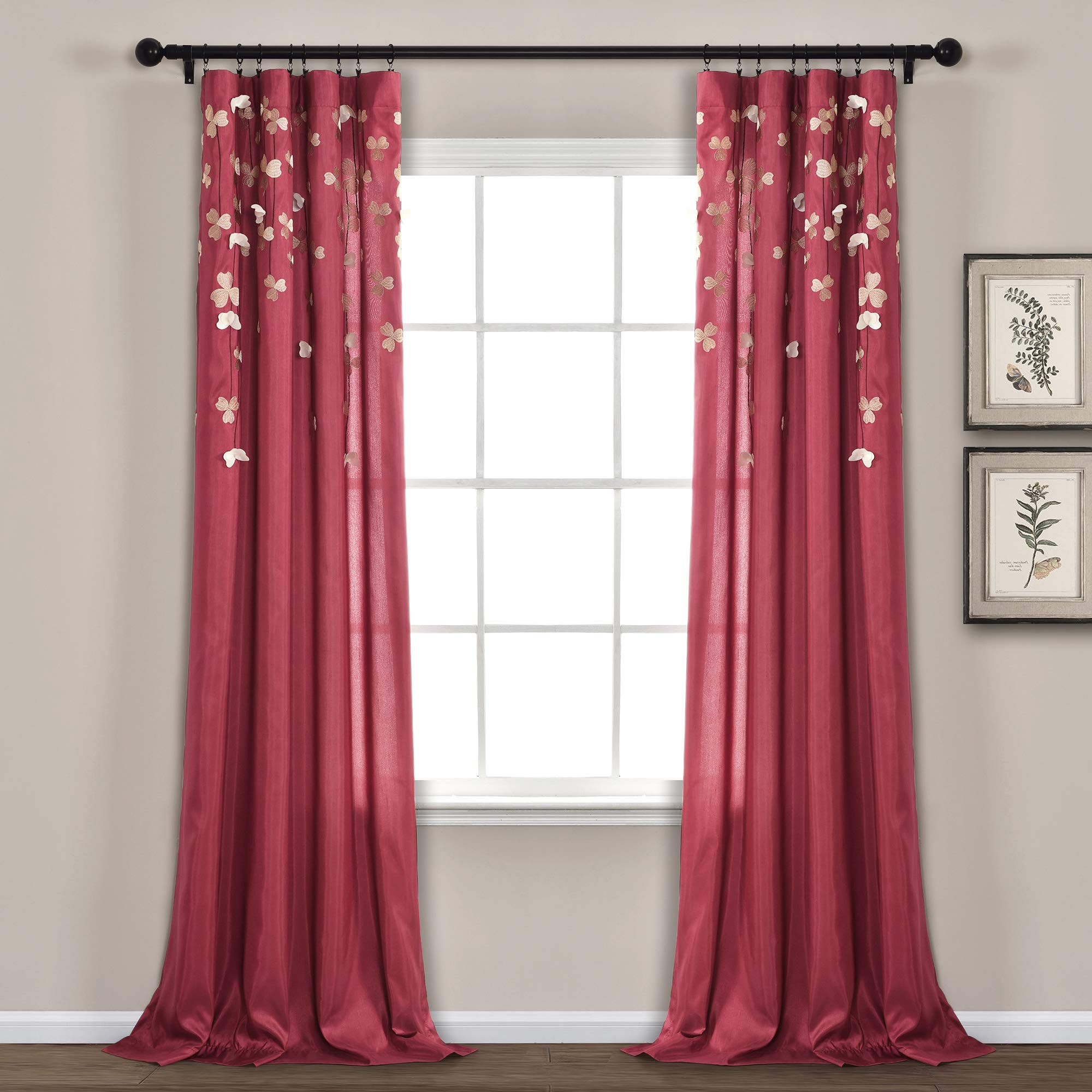 Lush Decor Curtain Panel for Living, Bedroom, Dining Room (Single), Polyester, Red, 42" W x 84" L (Pack of 1)