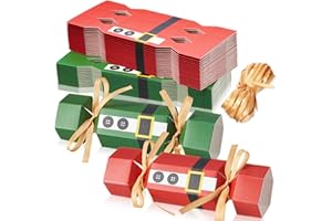 Xinnun 50 Packs Christmas Cracker Kit No Snap Xmas Party Table Favors Snowflake Reindeer DIY Christmas Party Cracker Candy Boxes for Holiday Dinner Decoration Gift(Belt Style)