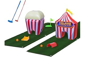 FunPark Inflatable Toddler Mini Golf Set, 13 Pieces, Adjustable Clubs, Green Mats, Putting Cups, Obstacles, Indoor/Outdoor Ki
