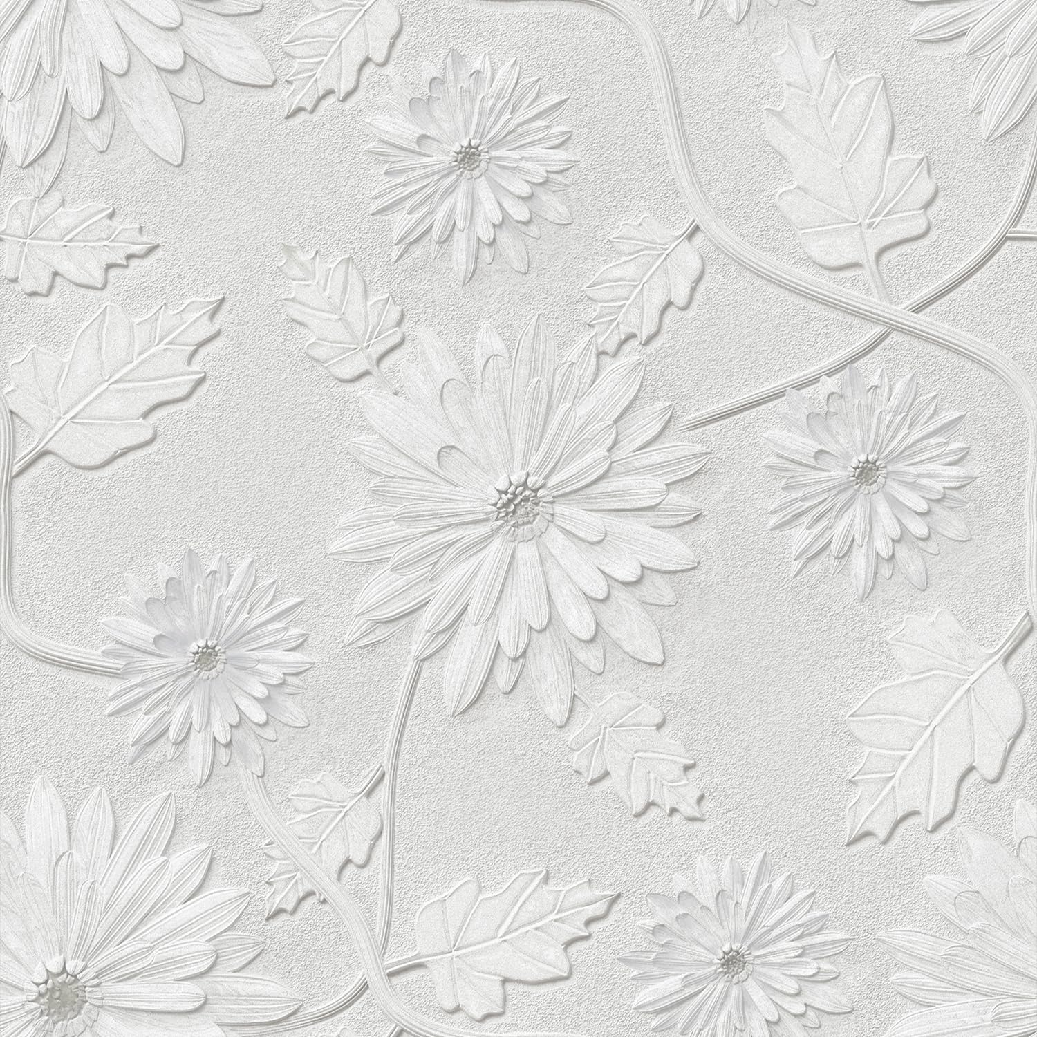 Photo 1 of Yancorp 18"x396" Floral Wallpaper Peel and Stick Contact Paper for Bedroom Accent Wall White Gray Flowers Removable Wallpaper Boho Vintage Contact Paper for Kitchen FarmhouseDecorativ