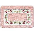 QMEAKMONY Bathroom Rugs Romantic Rose Flower Bath Rugs - Soft, Absorbent, Non-Slip,Entrance Mat(Pink,16x24 in)