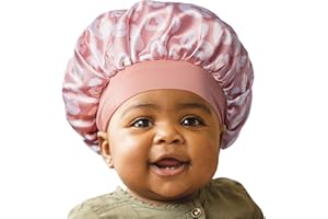Red by Kiss Baby Satin Bonnet Sleep Cap for Infants,Soft, Stretchy, and Safe, Protects Baby Hair from Frizz & Breakage, Friction Bald Spots (Pink Leopard, 6-18M)