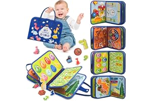 Silouka Busy Board Montessori Toys for Toddlers 1 2 3 4 Years Old, Busy Book for Toddlers 1-3 to Develop Fine Motor Skills, Travel Educational Gift for Boys (Dinosaur)