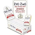 Zig-Zag Slow Burning Rolling Papers, Carton of 25 Packs, 100 Leafs per Pack, Size Single Wide (Regular), Kut Corners Easy Rol