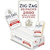 Zig-Zag Slow Burning Rolling Papers, Carton of 25 Packs, 100 Leafs per Pack, Size Single Wide (Regular), Kut Corners Easy Rol