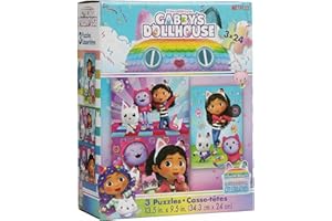 3-Pack Puzzles- Gabby's Dollhouse-3 x 24-Piece Jigsaw Puzzles for Preschoolers Ages 3 and up