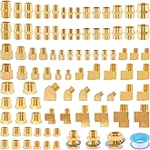 Ailbiuko 92PCS Brass Pipe Fittings Assortment Kit NPT Adapter,Hex Nipple,Reducer Bushing,Hex Coupling,90 Degree & 45 Degree B