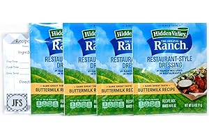 JFS GROCERY Ranch Restaurant Style Dressing and Dip Mix by HVR, 4-0.4 Oz packs Bundled with a JFS Recipe Card
