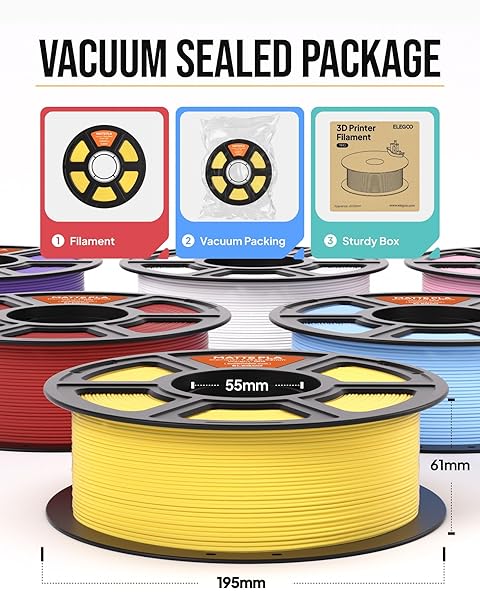 ELEGOO MATTE PLA FILAMENT 1.75MM BUNDLE 4KG, 3D PRINTER FILAMENT HIGH PRECISION, 4PCS 1KG SPOOL (2.2LBS) FITS FOR MOST FDM 3D PRINTERS BLACK/WHITE/RUBY RED/NAVY BLUE