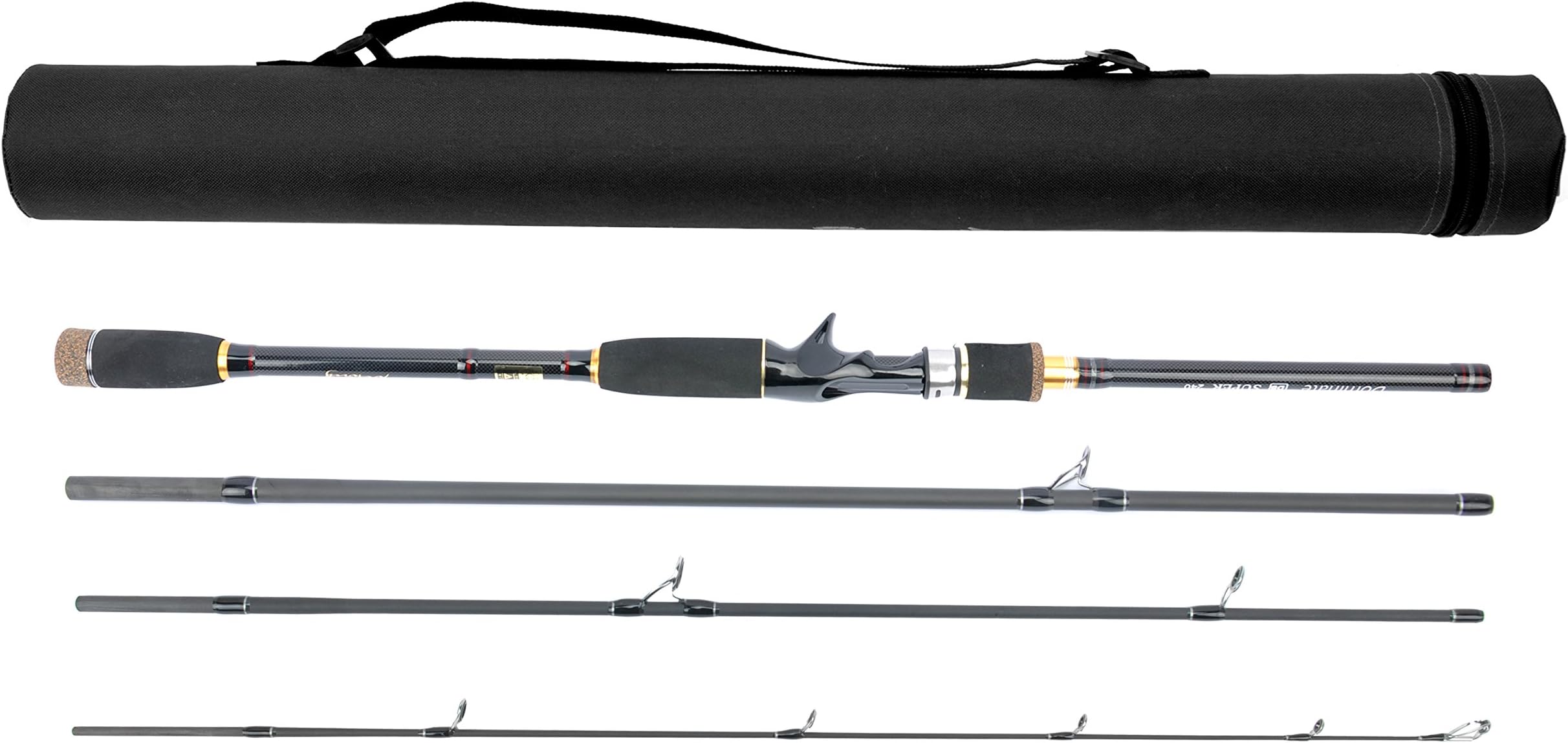 JEKOSEN Portable Travel Casting/Spinning Bass Fishing Rods with Tube Case Lightweight Carbon Fiber Fishing Pole Fresh Water Medium Power Smooth Guides&Durable Reel Seats 6ft-9ft