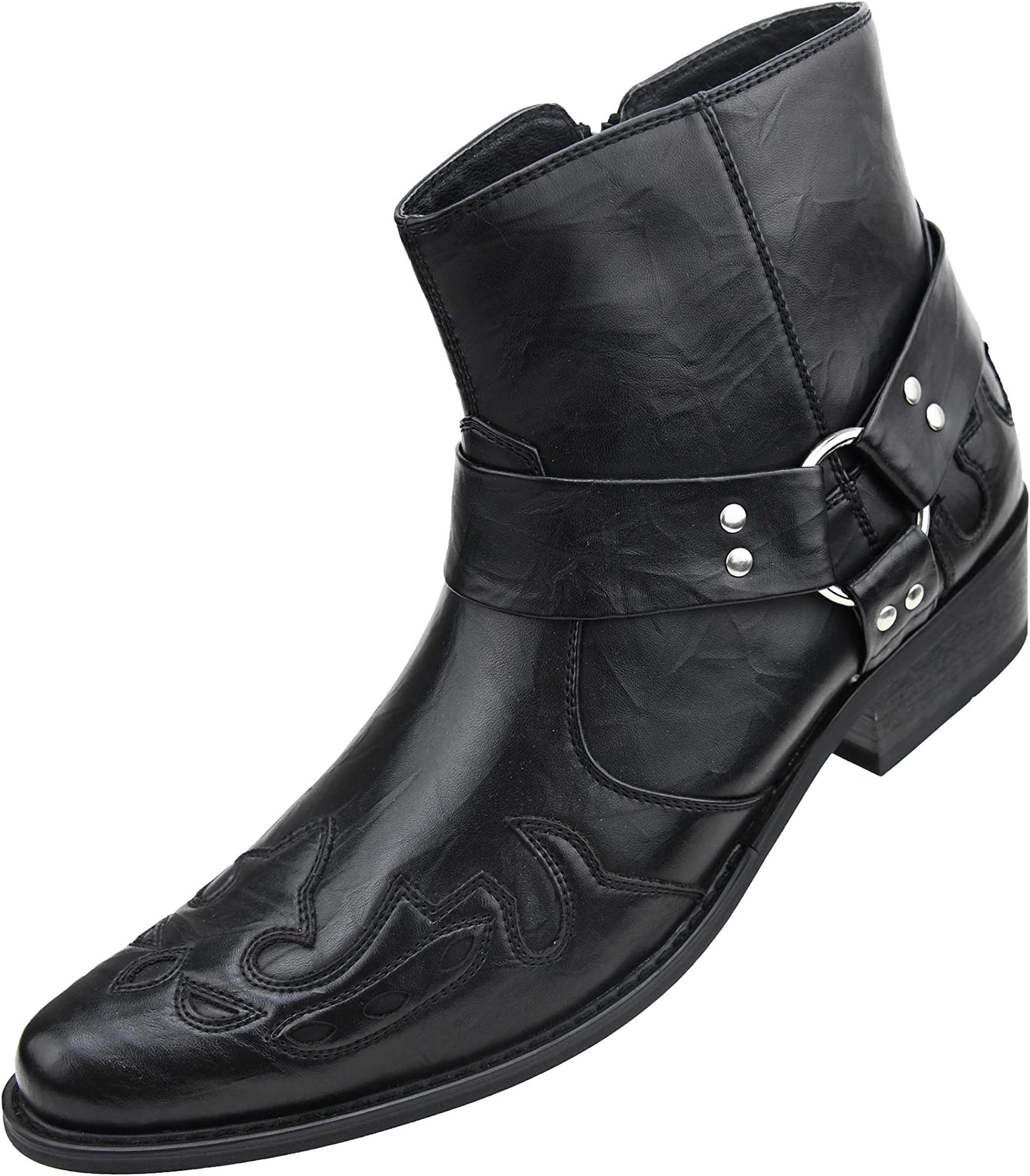 Amali Rancho - Men's Western Boots, Designer Cowboy Boots for Men, Manmade Leather - Wingtip High Rise Boots - Sizes 12 to 15 Run Small GO Full Size UP, Sizes 7.5-11 WEAR Wool Socks for Comfy FIT