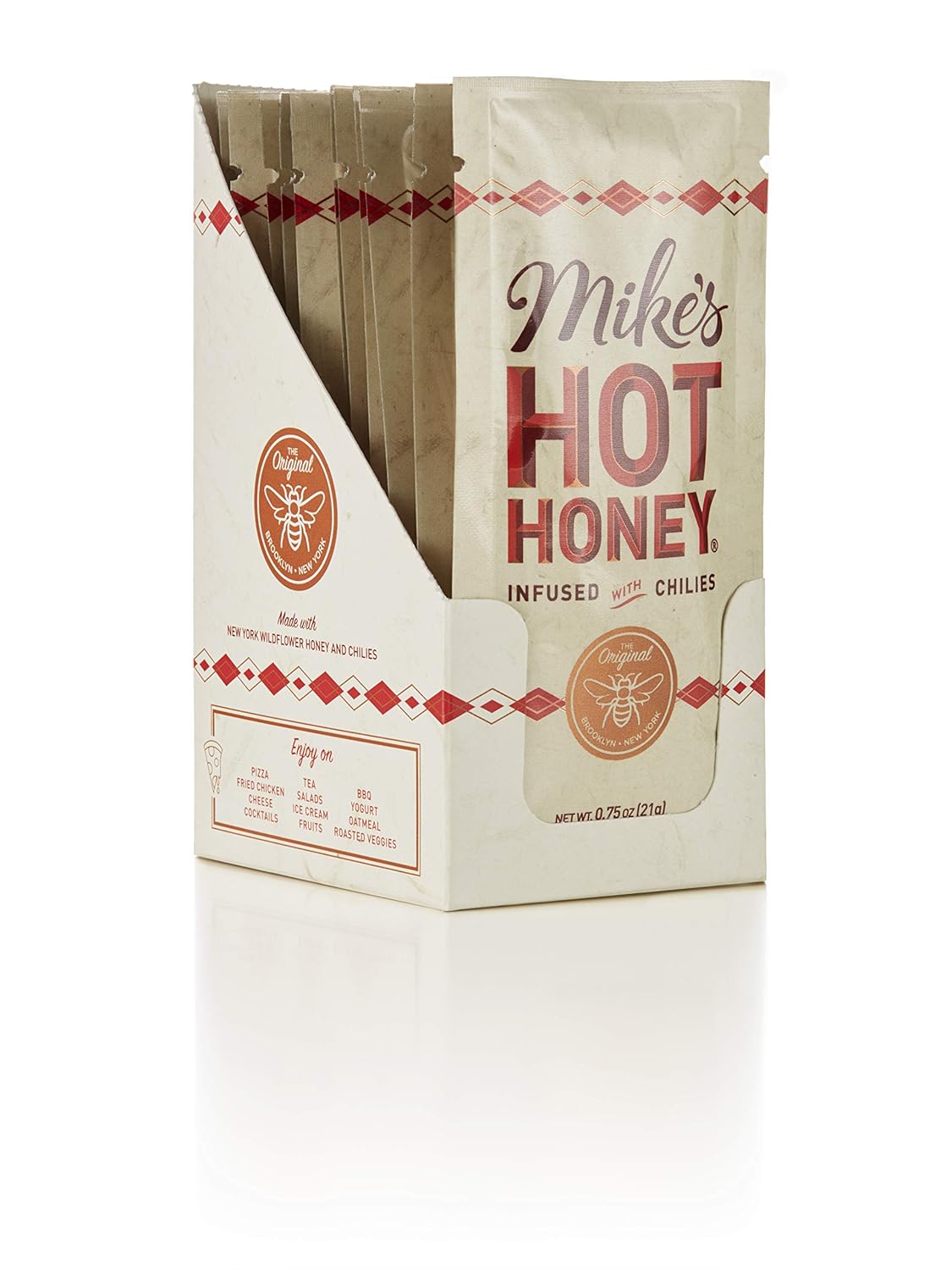 Mike’s Hot Honey 0.75 Oz Single Serve Packets (12 Packet Box), Honey With a Kick, Sweetness & Heat, 100% Pure Honey, Gluten-Free & Paleo