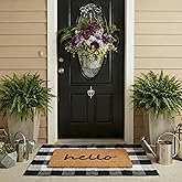 2-Piece Layered Front Doormat Set, Fall Decor Hello Natural Coco Coir Door Mat + 28