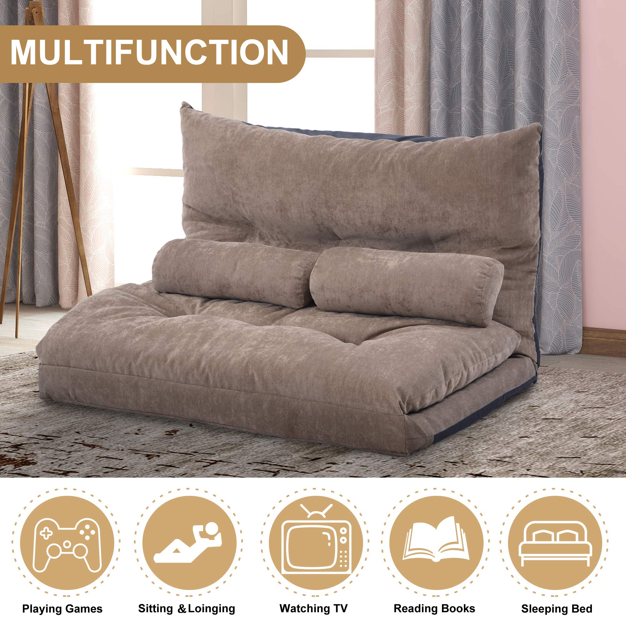 Merax Floor Sofa Bed Futon Sofa Bed Sleeper Couch Sofa Foldable Lazy