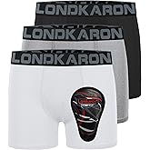 Londkaron 3-Pack Youth Boys Stretch Boxer Briefs w/Soft Protective Cup, Elite Boxer Jock for Baseball & Football
