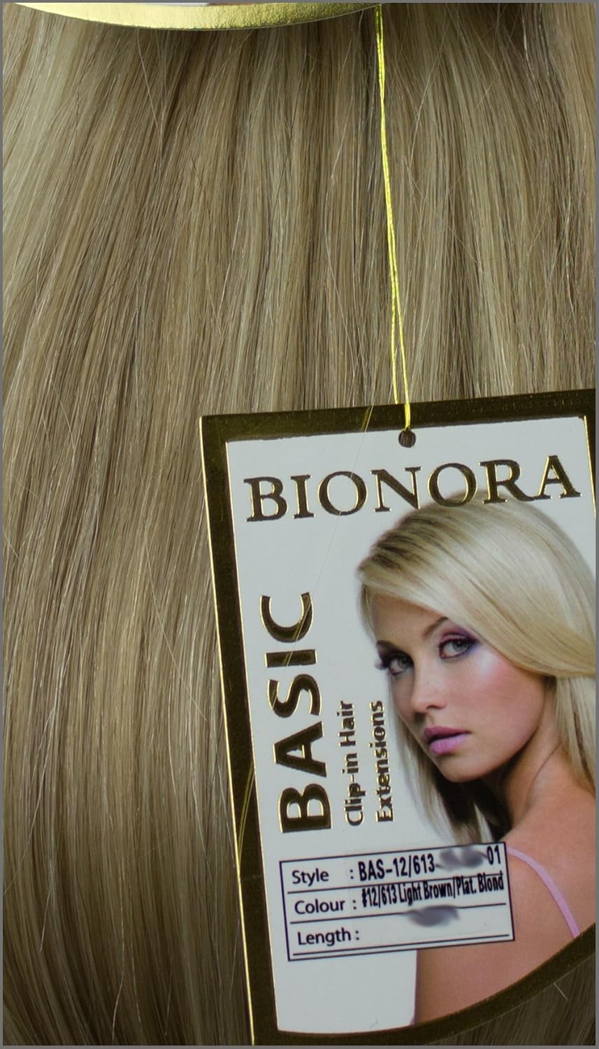 Clip in Haar Extensions mit Echthaar 12 613 Hellbraun Platinblond in 40cm 50cm od 60cm BASIC von BIONORA Haarverlängerung Amazon Drogerie &