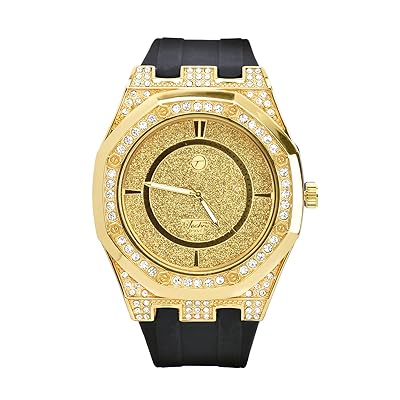 Men's Black Band Iced Fashion Watch Techno Pave WR Morocco