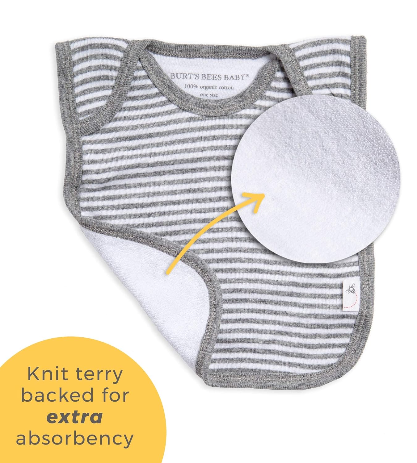 Burt's Bees Baby - Bibs, 4-Pack Lap-Shoulder Drool Cloths, 100% Organic Cotton with Absorbent Terry Towel Backing (Heather Grey): Baby