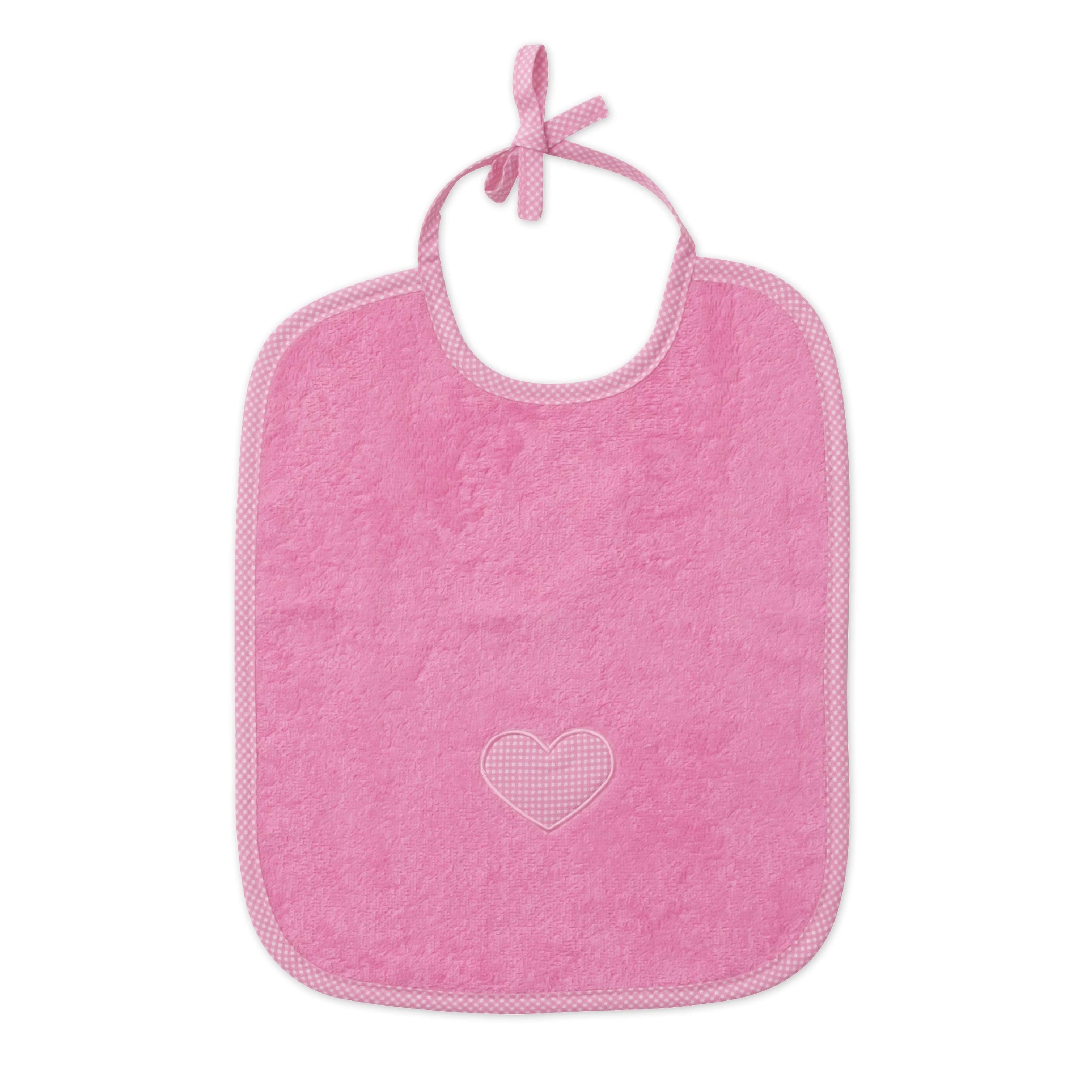 Möve Hearts bib 29 x 34 cm made of 100% cotton, flamingo