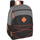 Summit Ridge Backpacks with Bungee Cord Front | 17&rdquo; Multi Pocket Backpack for Adults, College, Travel (Grey/Black)