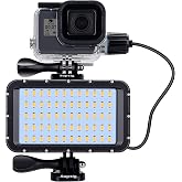 Suptig 60 LED Video Light with 5200mAh Portable Charger Portable Lighting Compatible for Gopro Hero 12, Hero 11/10/9/8/7/6/5/4/3/3+/Gopro Max, Fusion, DJI osmo Insta 360 ace pro, Waterproof 164ft