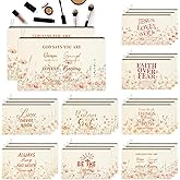 24 Pcs Christian Floral Makeup Bags Bulk for Women Bible Verse Cosmetic Bags with Zipper Inspirational Wildflower Canvas Travel Pouch Christian Gifts for Motivational Cosmetics Organizer Supplies