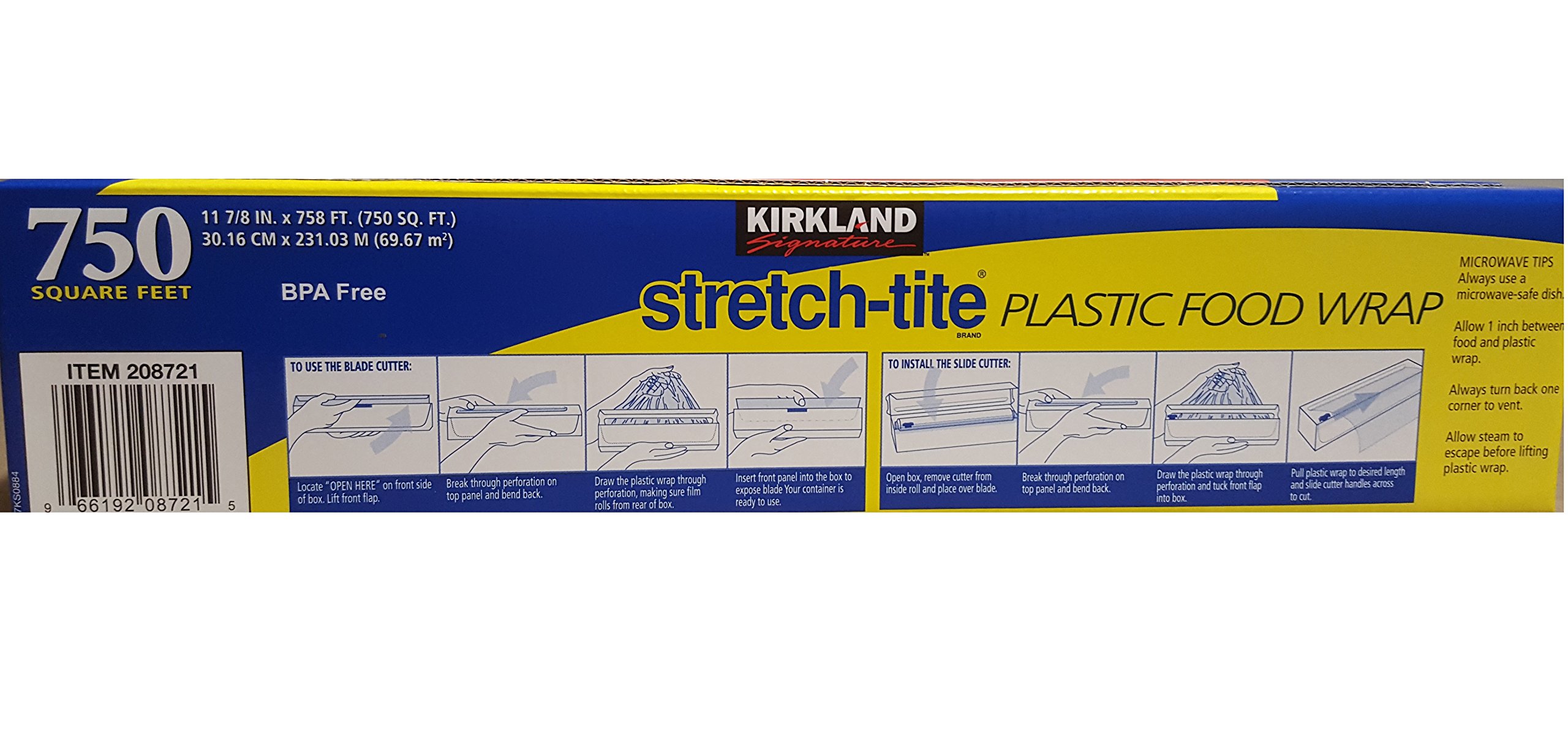 Kirkland Signature Stretch Tite Plastic Food Wrap 11 7/8 Inch X 750 SQ