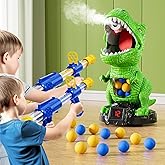NIPLOOOW Moveable Dinosaur Shooting Toys for Kids 3-8 Years, Movable Shooting Target Toy with Air Pump Guns, Interactive Comp