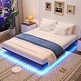 Awesofurni Floating Bed Frame King Size, King Bed Frame with Smart LED Lights, Heavy Duty Modern Metal Platform Bed No Box Spring Needed - Easy Assembly and Noise Free