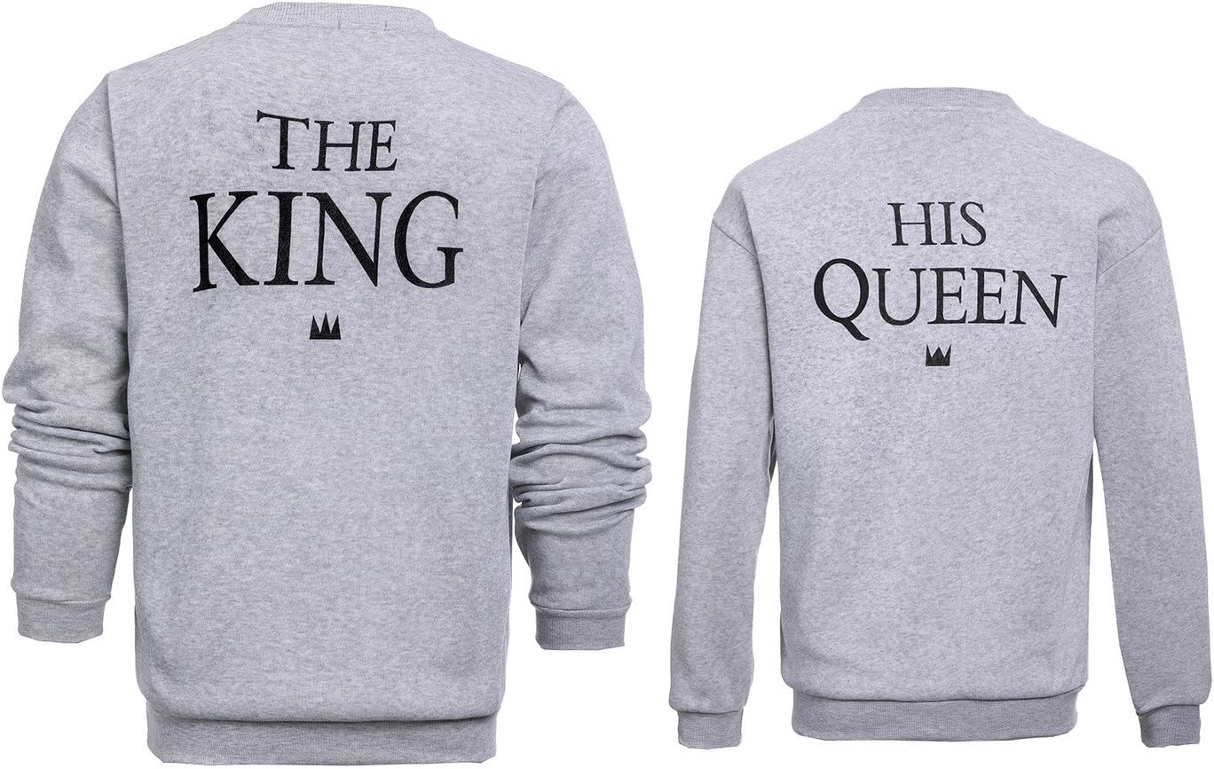 Stephaee Couple Hoodies King Queen Matching Couple Crown Pullover Hoodie Sweatshirts