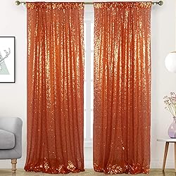 AMZLOKAE Orange Backdrop Curtains 2 Panels 2Ftx7Ft