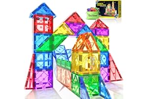 SOYEE 52PCS Magnetic Tiles Toys for 3 Year Old Boys and Girls Magnetic Building Blocks STEM Learning Toys Sensory Montessori Toys for Toddlers Kids